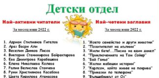 Най–aктивни читатели и най–четени заглавия за месец юни 2022 г.