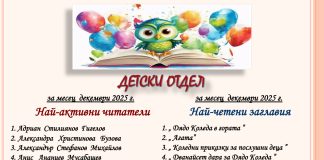 Най-активни читатели и най-четени книги в Детски отдел за декември 2025г.